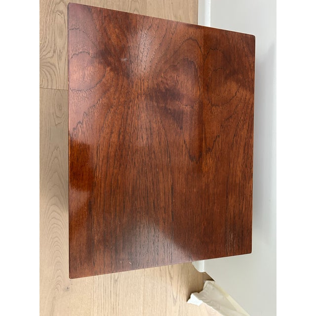 Coffee Mid 20th Century Ming Style Wood End Table With Brass Accents For Sale - Image 8 of 9