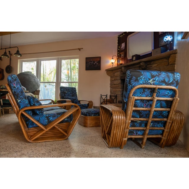 Paul Frankl Six Strand Pretzel Full Set - 3-Seat Sofa, Two Chairs, Ottoman For Sale - Image 4 of 18