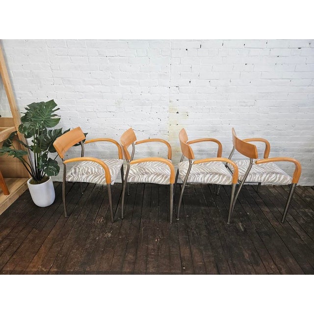Contemporary Set of 4 - Bernhardt Dining Chairs W/Zebra Fabric For Sale - Image 3 of 12