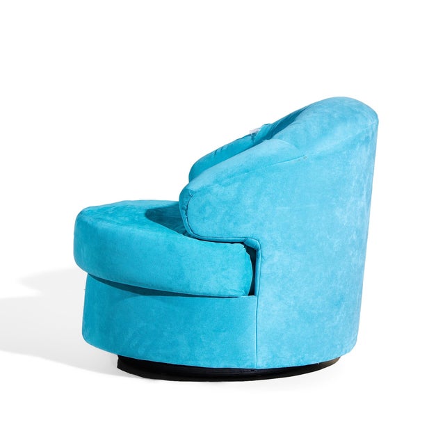 Textile Directional Mid Century Swivel Lounge Chairs - Pair For Sale - Image 7 of 12