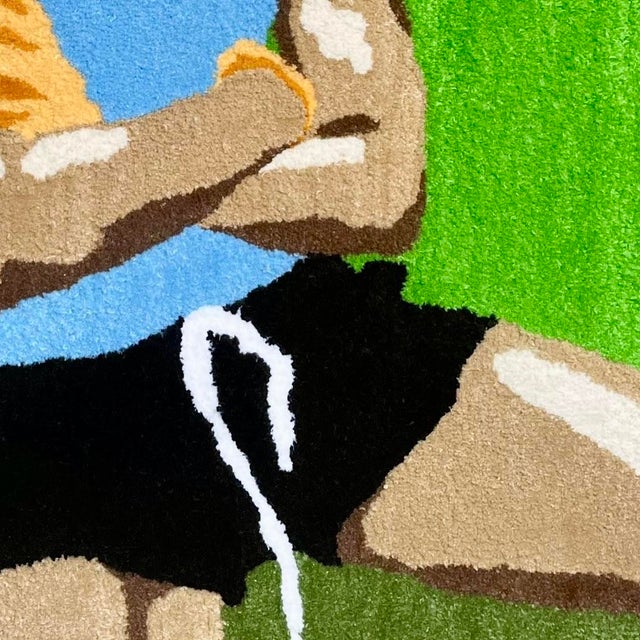 2020s Cedric Vu "Do You Smell Fumes?" Tufted Yarn Work, Gas Mask Figure, Electric Green, Contemporary California Textile Art, Pop Art, 2025 For Sale - Image 5 of 8
