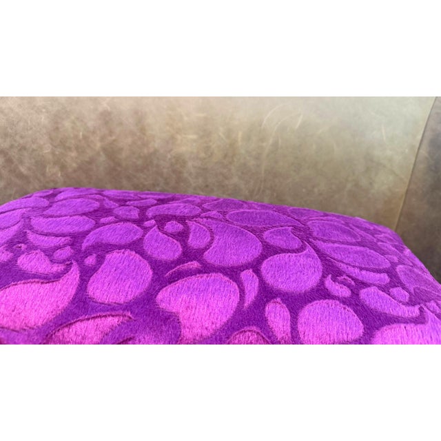 Purple Cut Velvet Lumbar Cushion Cover For Sale - Image 4 of 8