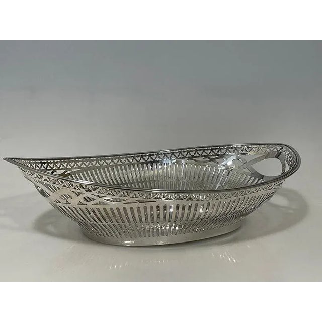 1950s Dutch Silver Bread Basket by Pressburg and Son, Haarlem, 1956 For Sale - Image 5 of 12