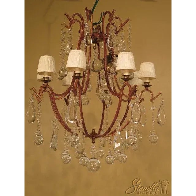 Decorative Iron Chandelier with Hanging Crystal Prisms For Sale - Image 12 of 12
