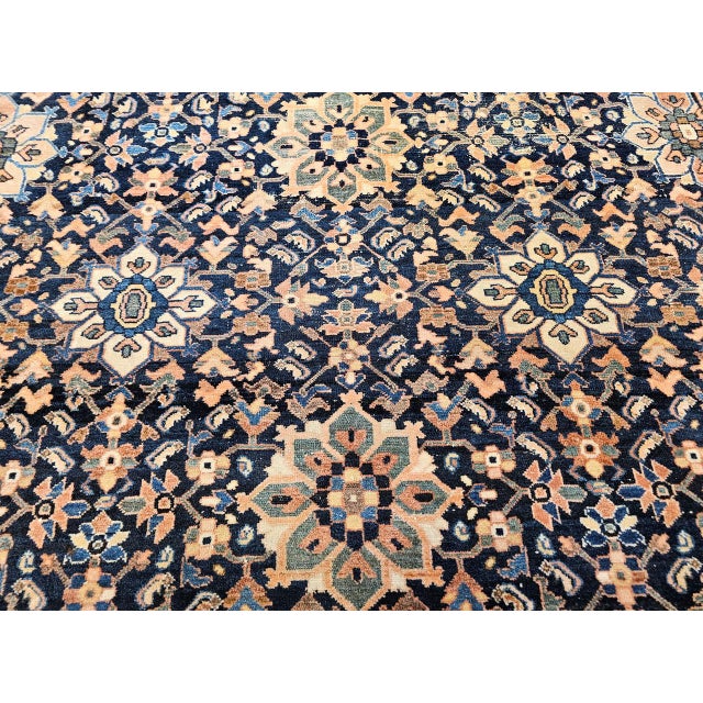 Vintage Persian Malayer Area Rug, Hand-Knotted Wool, Geometric Pattern, 5x7, Navy & Ivory For Sale - Image 4 of 18
