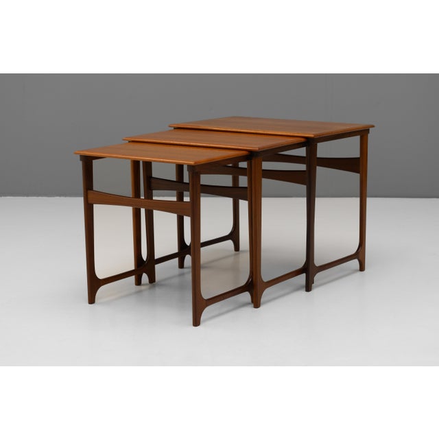 Wood 20th Century Nest of Tables, 1950s, Set of 3 For Sale - Image 7 of 7