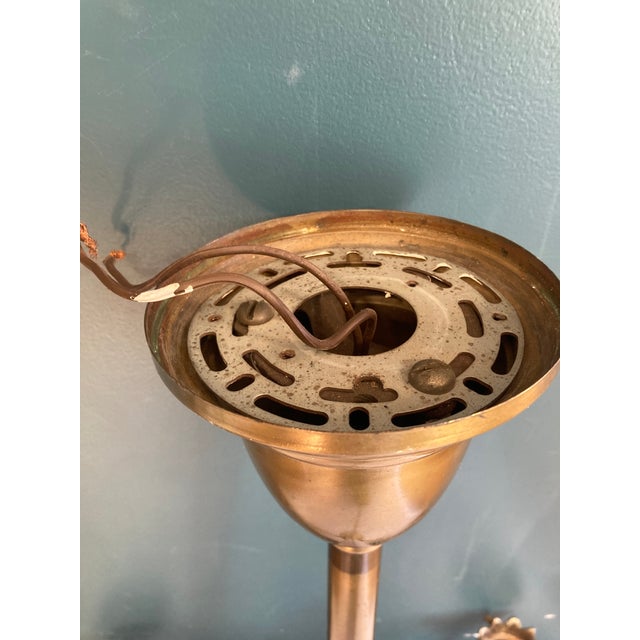 Antique Wakefield Fixtures Brass 3-Arm Chandelier For Sale - Image 12 of 12