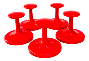 Red Plastic Hooks, 1970s, Set of 6