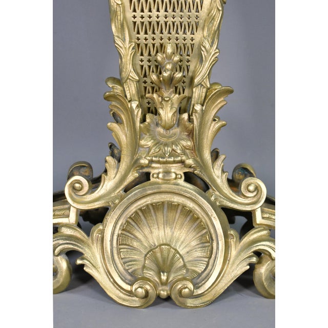 French Louis XV-Transition Style Peacock Fan Shaped Fire Screen, 1890s For Sale - Image 15 of 16