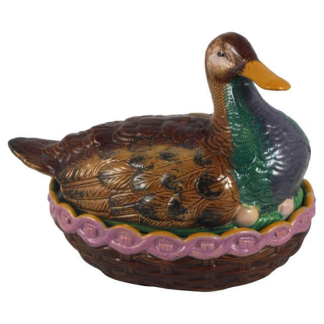 19th Century Green Majolica Mallard Duck Plate Choisy Le Roi For Sale In Austin - Image 6 of 7