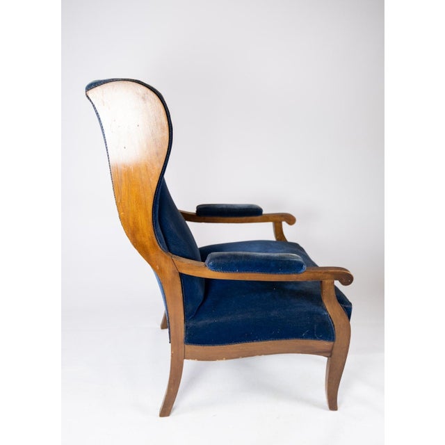 1940s Armchair in Blue Velvet and Mahogany by Fritz Henningsen For Sale - Image 5 of 8