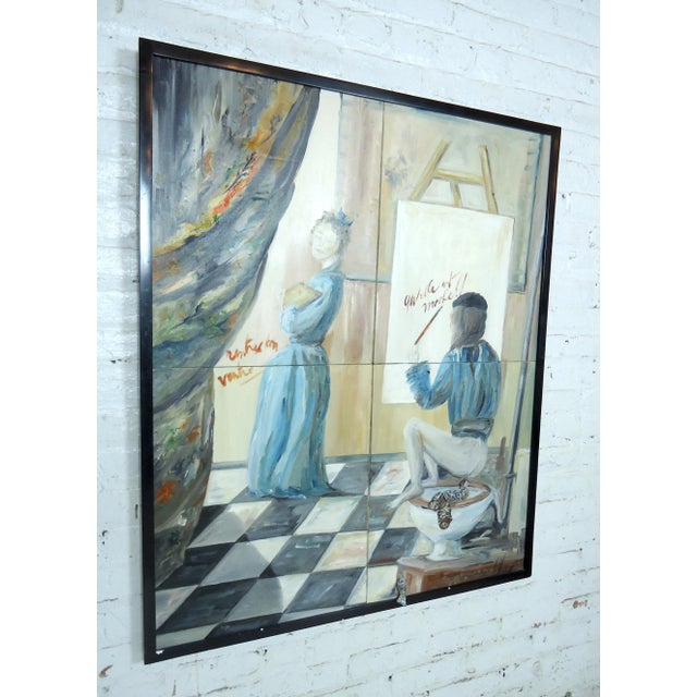 1960s Modern Painting of an Artist Painting For Sale - Image 12 of 13