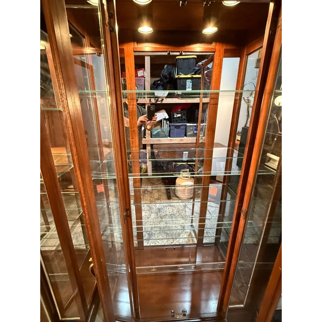 2 Rare Vintage Philip Reinisch Illuminated Curio Cabinet(s)- Solid Wood Excellent Condition For Sale - Image 9 of 9