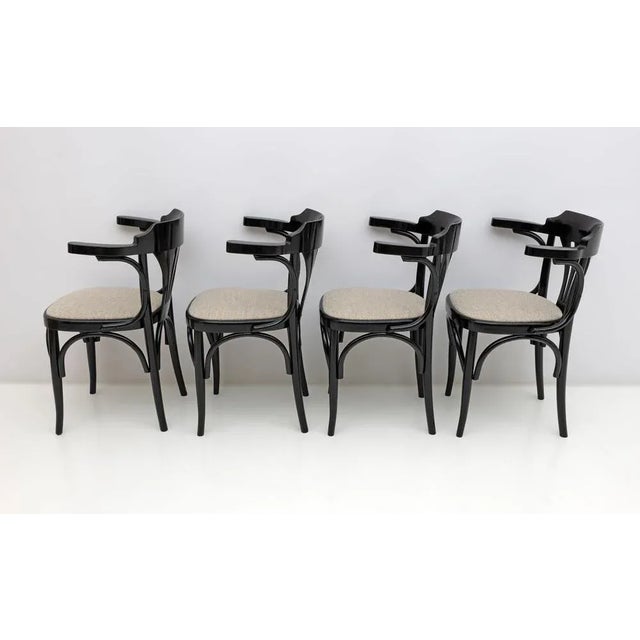 Mid-Century Modern Mid-Century Modern French Ebonized Beech Bistro Chairs, 1970s, Set of 4 For Sale - Image 3 of 9