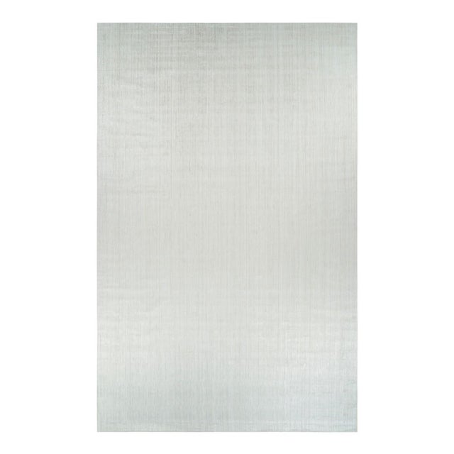 Contemporary Rug & Kilim’s Oversized Textural Rug in Solid White and Silver-Gray Striae For Sale - Image 3 of 8