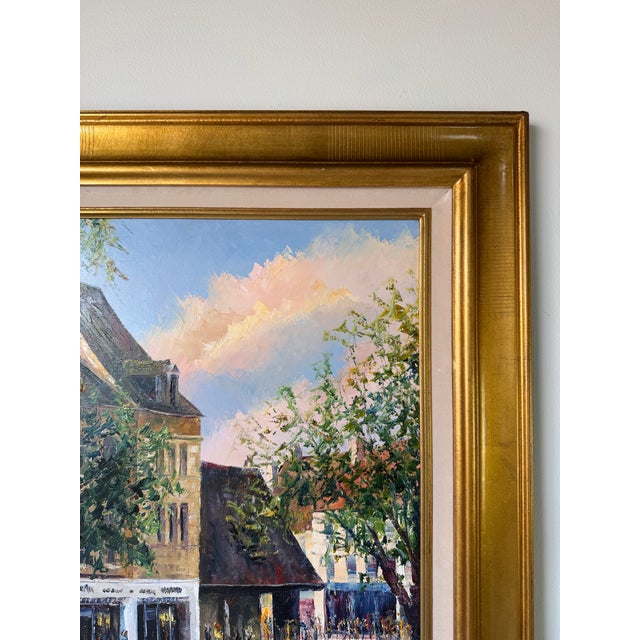 Michel Pernes (French, B. 1943) “Visite Libre” Impressionist Village Street Scene Oil on Canvas Painting , Framed For Sale In Miami - Image 6 of 12