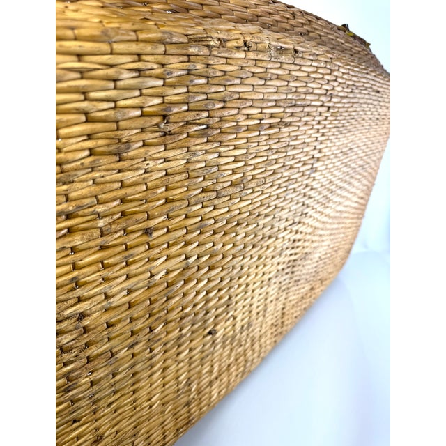 Brown Early 20th Century Handwoven Bamboo Basket With Bentwood Rim, Circa 1930s–1940s For Sale - Image 8 of 8