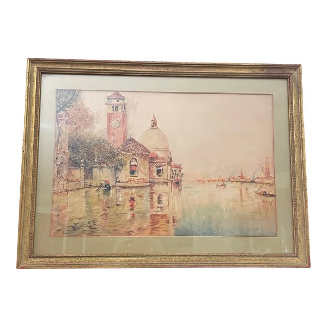 Framed Watercolor of Venice For Sale