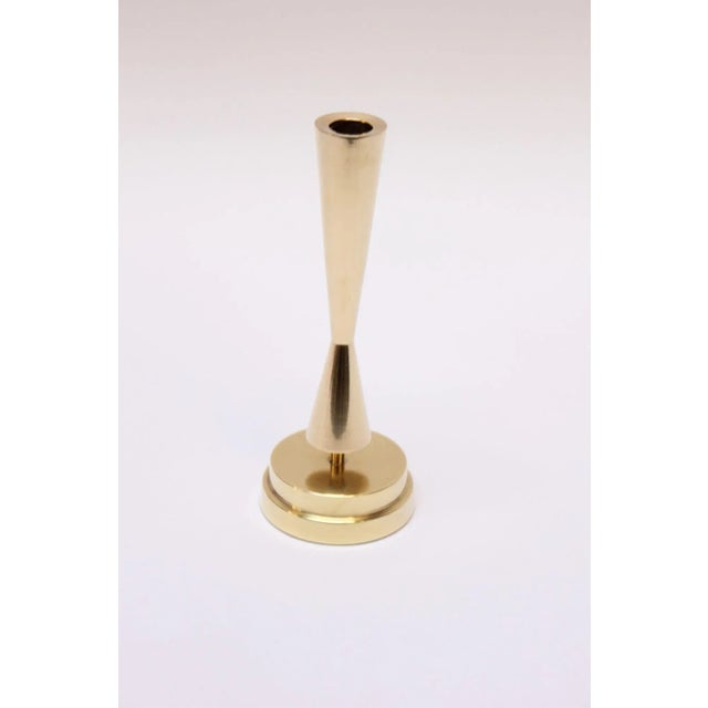 Vintage Solid Brass Sculptural Candlestick/Bud Vase by Crown For Sale In New York - Image 6 of 11