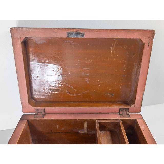 19th Century American Folk Art Grain Painted Document Box With Decoration For Sale - Image 14 of 18