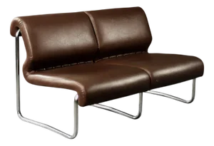 Mid-Century Modern German 2-Seater Brown Steel Frame Lounge Sofa, 1970s