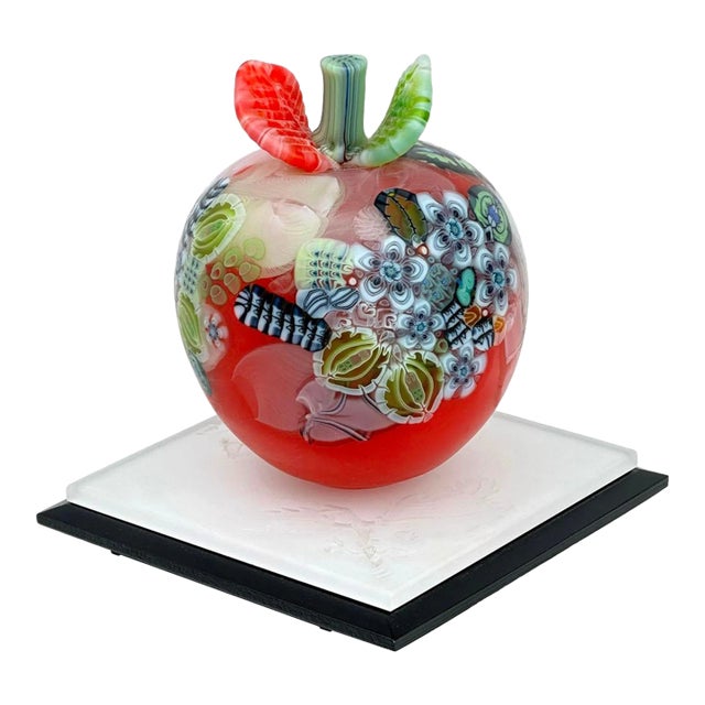 Richard Ritter Studio Art Glass Murrine Candy Apple Sculpture For Sale
