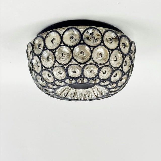Large Mid-Century Modern Glass Flush Mount from Limburg, Germany, 1960s For Sale - Image 4 of 11