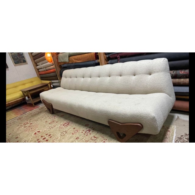 Contemporary Mid Century Modern Style White Sofa For Sale In Portland, OR - Image 6 of 10