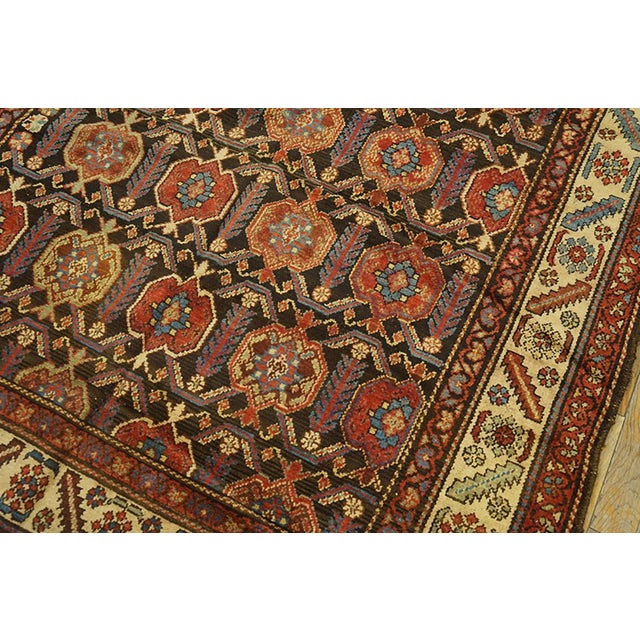 Persian 1920s Brown Geometric Tribal Antique Persian Malayer Rug 4'8" X 5'6" Handknotted Wool Carpet For Sale - Image 3 of 7