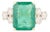 18k Gold Octagon Cut Emerald Cocktail Ring With Real Diamonds Size 6.5 For Sale