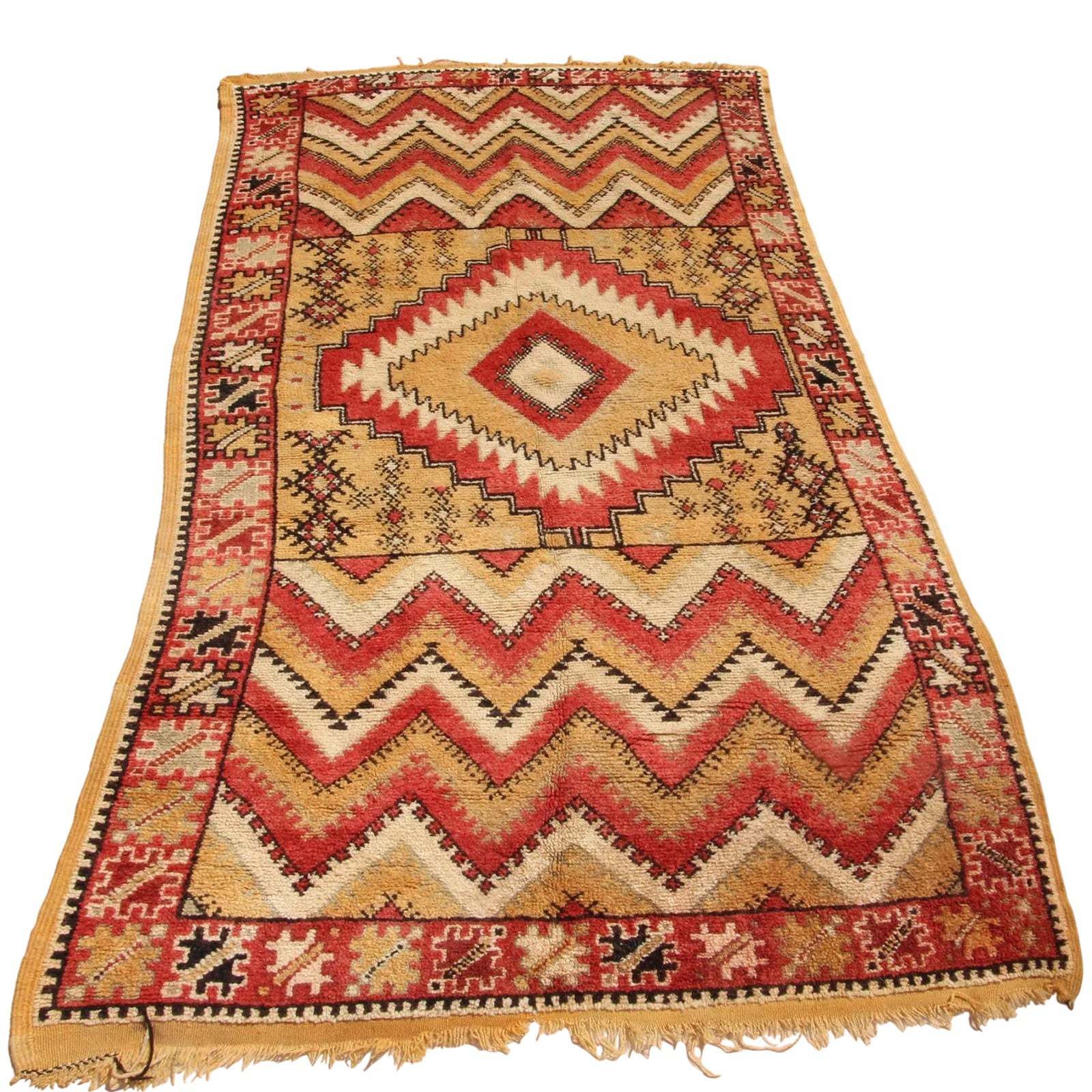 Taslit Moroccan Rug 5ft By 8ft Vintage Berber Boucherouite Upcycled Textile Handcrafted For Boho Homes