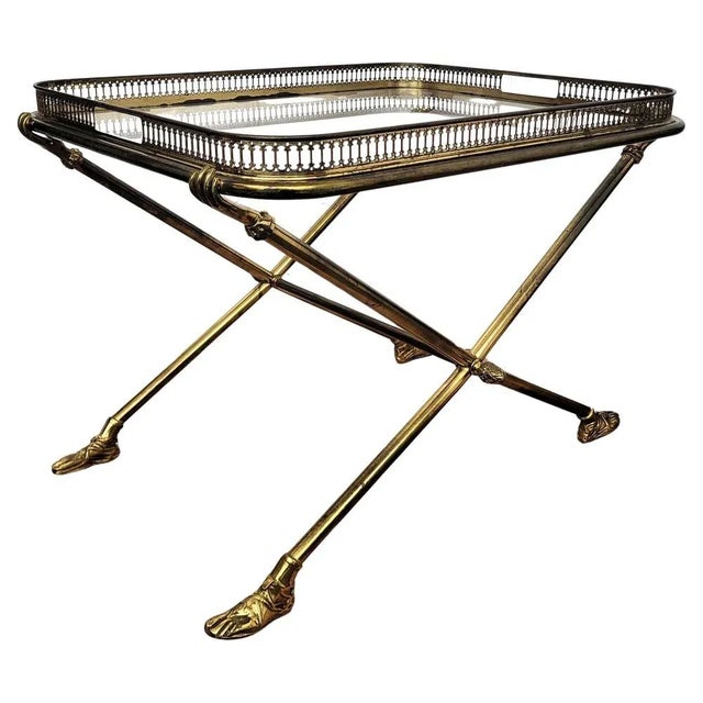 Vintage Italian Gilt Brass and Glass Bar Side Table, 1970s For Sale - Image 10 of 10