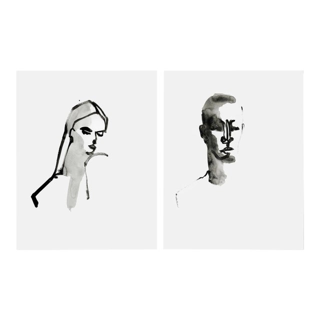 "Shadows" Original Set of Two Ink Drawings by Yuki Osada For Sale