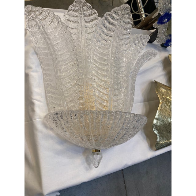 Murano Glass "Tronchi" Wall Sconces - a Pair - Trasparent and Gold Color For Sale - Image 9 of 12