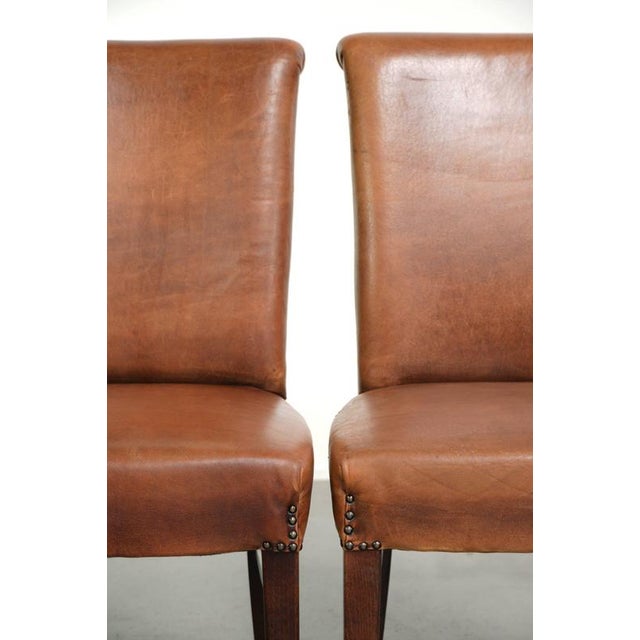 Sheepskin Dining Chairs in Cognac Color, Set of 6 For Sale - Image 12 of 18