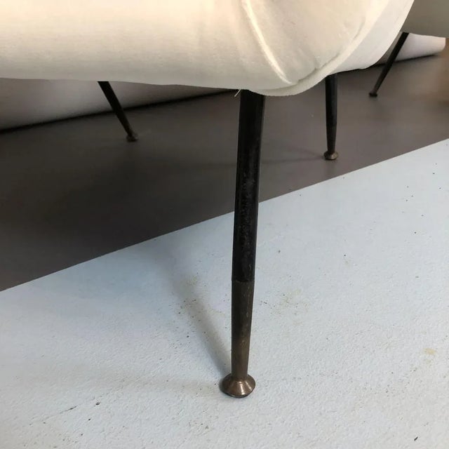 Set of Italian White Velvet Armchairs, 1950s, in Restored conditions. Designed 1950 to 1959