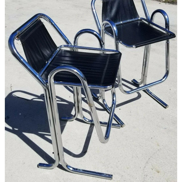 Mid-Century Modern Jerry Johnson Arcadia Tubular Chrome Bar Stools - a Pair For Sale - Image 3 of 11
