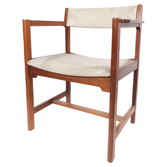 Danish Mahogany and Light Fabric Armchair from Søborg, 1960s For Sale
