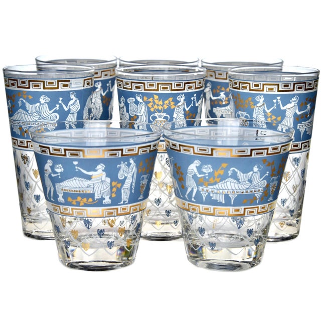 Vintage Mid-Century Hollywood Regency Barware Glasses- 8 Pieces For Sale - Image 4 of 4
