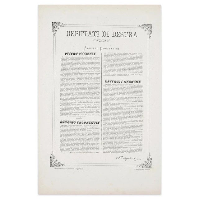 Tre politici is an original artwork realized in 1873 by antonio manganaro. Original colored lithograph. Good conditions...