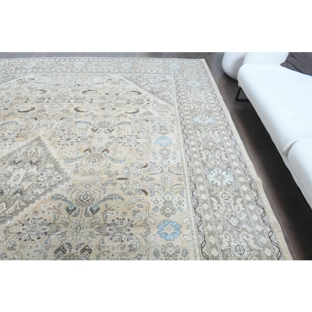 1970s Vintage Persian Handmade Wool Cotton Light Brown Area Rug For Sale In San Francisco - Image 6 of 11