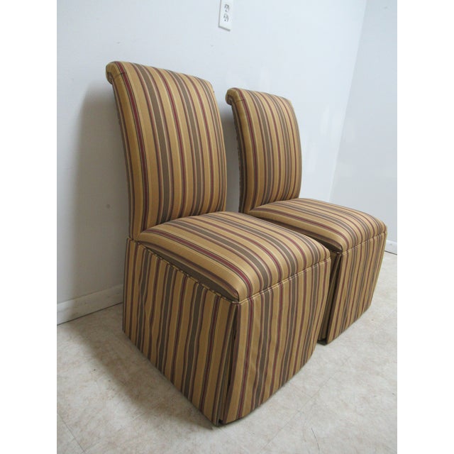 1990s Vintage Ethan Allen Skirted Dining Room Parsons Chairs a Pair