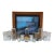 Mid 20th Century Folk Art Wall Hanging Mini Bar W Karoff Barware Decanters & Glasses - 19 pcs For Sale