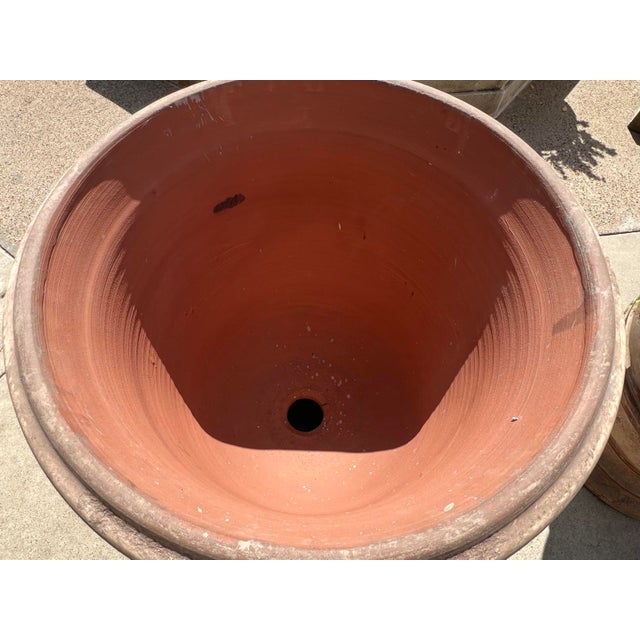 Pair of 31 Inch French Anduze Planters With Antique Patine, Fleur De Lys For Sale - Image 10 of 12
