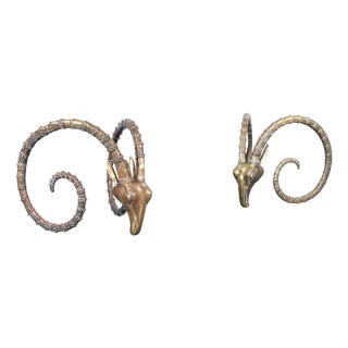 Mid-Century Brass Ibex Rams Head Dining Table Bases After Alain Chervet For Sale