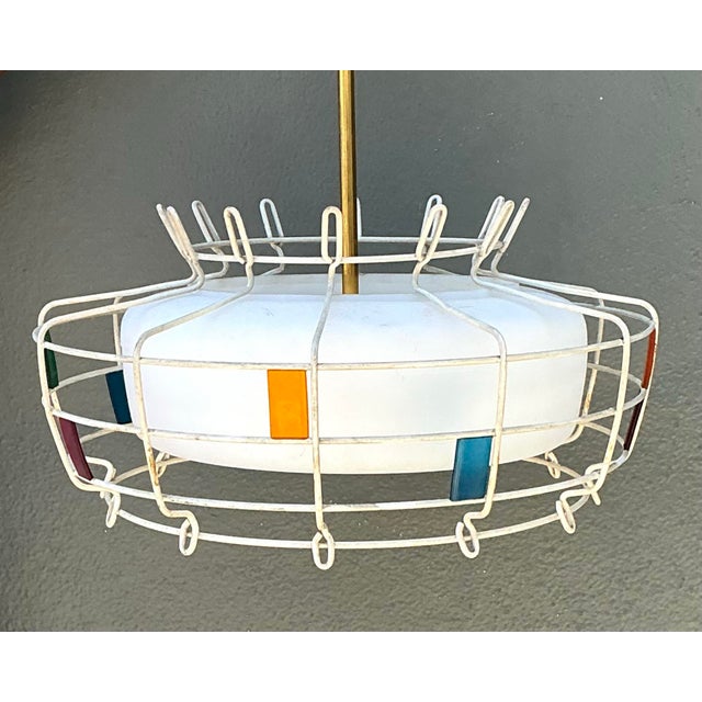 Vintage Mid-Century Modern Wire Pendant Fixture For Sale - Image 9 of 12