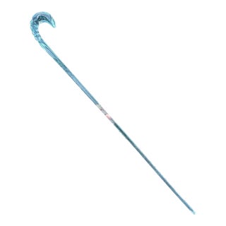 Antique 19th C. Blue Twist Glass Victorian End-of-Day Whimsy Art Hand Blown Cane For Sale