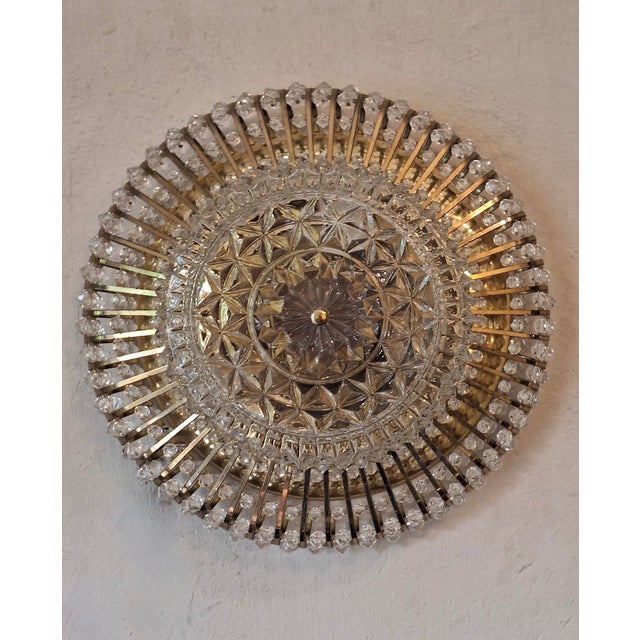 Mid-Century Modern Glass and Brass Ceiling Light by Ernst Palme for Palwa, 1970s For Sale - Image 3 of 9