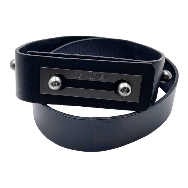 Chanel Gunmetal Door Lock Leather Belt For Sale