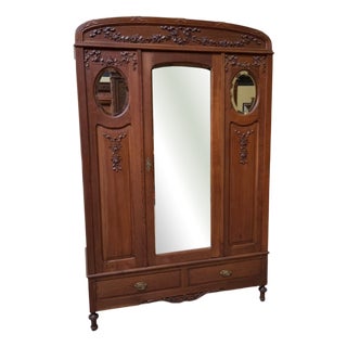 Antique Art Nouveau Wardrobe, 1890s For Sale